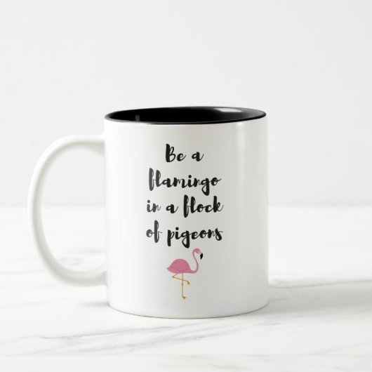 フラミンゴの引用文の感動的な325mlマグがあって下さい ツートーンマグカップ (左)