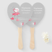 フラミンゴの愛の名前日付ハンドファンハート ハンドファン (正面&裏面)