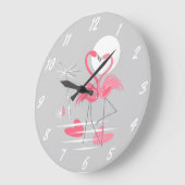フラミンゴの愛の時計周り ラージ壁時計 (傾斜)