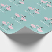 フラミンゴの新郎新婦のパーソナライズなギフト用包装紙 ラッピングペーパー (角)