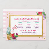 フラミンゴの旅程のバチェロレッテのブライダルシャワーのピンク 招待状 (正面/裏面)