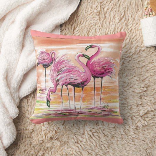 フラミンゴの枕 クッション (ブランケット)