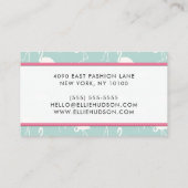 フラミンゴの柄、ペットショップ、バードショップ 名刺 (裏面)