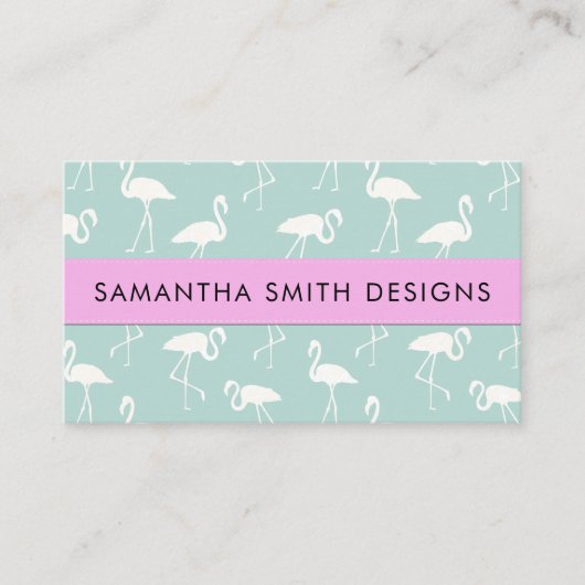 フラミンゴの柄、ペットショップ、バードショップ 名刺 (正面)