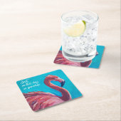 フラミンゴの楽園のコースターのセット スクエアペーパーコースター (インサイチュ)