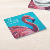 フラミンゴの楽園のコースターのセット スクエアペーパーコースター (アングル)