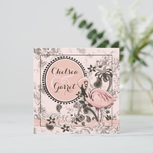 フラミンゴの楽園の結婚式 招待状 (スタンド正面)