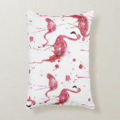 フラミンゴの水の色のパターン、鮮やかデザイン。 アクセントクッション (正面(垂直))