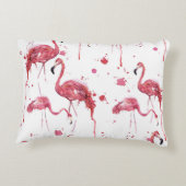 フラミンゴの水の色のパターン、鮮やかデザイン。 アクセントクッション (裏面)