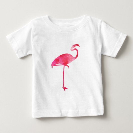 フラミンゴの水彩画のシルエットのフロリダのピンクの鳥 ベビーTシャツ (正面)