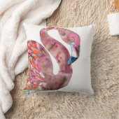 フラミンゴの水彩画の切断の芸術の枕 クッション (ブランケット)