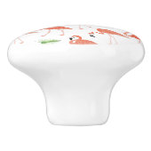 フラミンゴの水彩画の陶磁器のドア・ノブ セラミックノブ (側面)