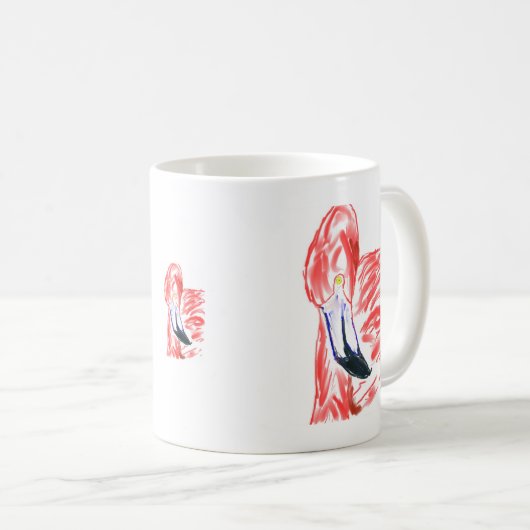 フラミンゴの油絵のピンクのFlamingoeのスケッチ コーヒーマグカップ (正面右)