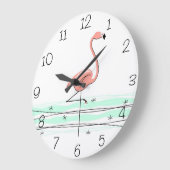 フラミンゴの海番号周り ラージ壁時計 (傾斜)