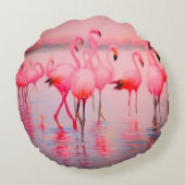 フラミンゴの湖の丸い枕 ラウンドクッション (裏面)
