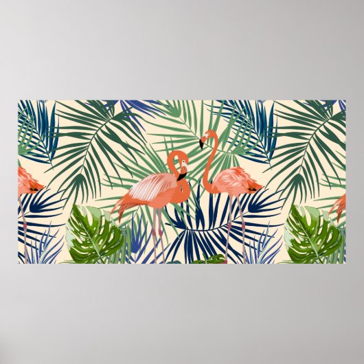 フラミンゴの熱帯シームレスパターン。ボタニードゥ ポスター (正面)