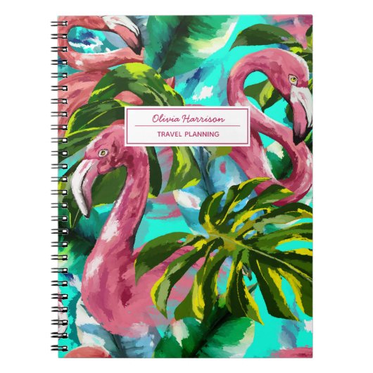 フラミンゴの熱帯名と主題 ノートブック (正面)