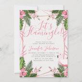 フラミンゴの熱帯性の赤ちゃんシャワー 招待状 (正面)