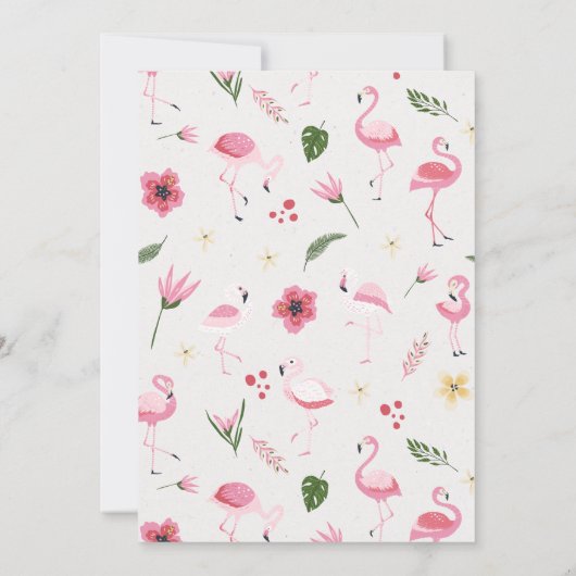 フラミンゴの熱帯性の赤ちゃんシャワー 招待状 (裏面)