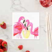 フラミンゴの白ワイン スタンダードカクテルナプキン (インサイチュ)