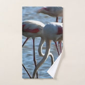 フラミンゴの給餌時間 アクリル画 バスタオルセット (ハンドタオル)