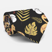 フラミンゴの継ぎ目のない模様の黄色と白の花 ネクタイ (ロール)