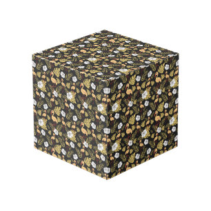 フラミンゴの継ぎ目のない模様の黄色と白の花 フォトキューブ