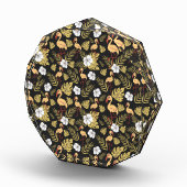フラミンゴの継ぎ目のない模様の黄色と白の花 フォトブロック (右)
