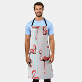 フラミンゴの継ぎ目のない模様 エプロン (着用した状態)