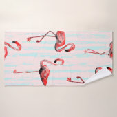 フラミンゴの継ぎ目のない模様 バスタオル (バスタオル)