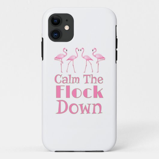 フラミンゴの群れを落ち着おもしろいかせる Case-Mate iPhoneケース (裏面)