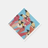 フラミンゴの群れ スタンダードカクテルナプキン (角)