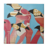 フラミンゴの群れ タイル (正面)