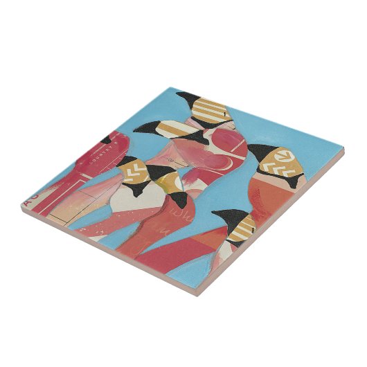 フラミンゴの群れ タイル (側面)