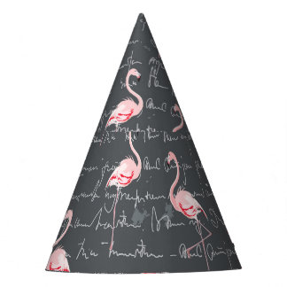 フラミンゴの群れ：ダークグレーヴィンテージ。 パーティーハット