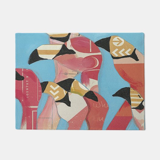 フラミンゴの群れ ドアマット (正面)