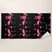 フラミンゴの群れ ビーチタオル (正面)
