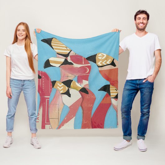 フラミンゴの群れ フリースブランケット (インサイチュ)