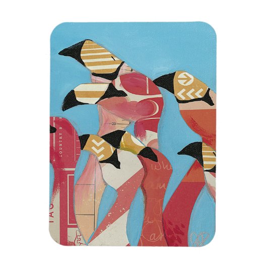 フラミンゴの群れ マグネット (縦)