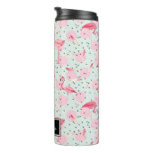 フラミンゴの羽水玉模様 |名前の追加 タンブラー (回転右)