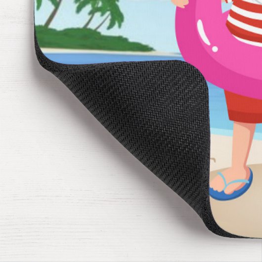 フラミンゴの膨張可能なリングを持つサンタクロース マウスパッド (コーナー)