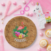 フラミンゴの花が籐のパターン ペーパープレート (パーティー)