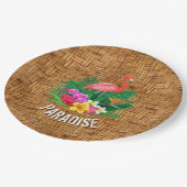 フラミンゴの花が籐のパターン ペーパープレート (アングル)