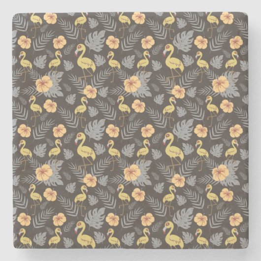フラミンゴの花との継ぎ目葉の継ぎ目 ストーンコースター (正面)