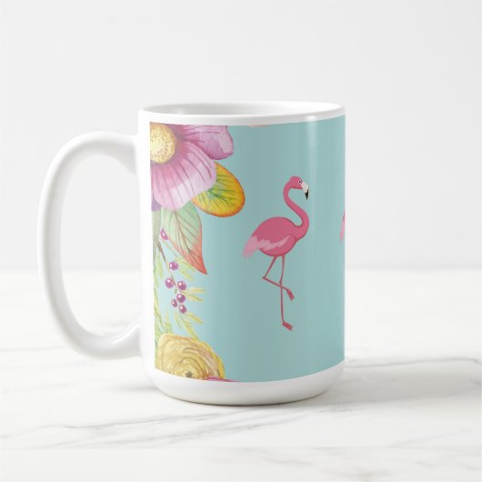 フラミンゴの花のコーヒー・マグ コーヒーマグカップ (左)
