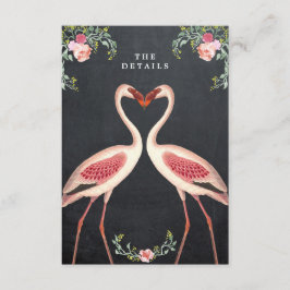 フラミンゴの花の結婚式の詳細情報カード エンクロージャーカード