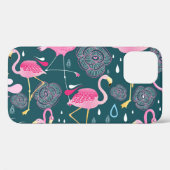 フラミンゴの花：暗いグラフィックシームレス。 Case-Mate iPhoneケース (裏面 (横))