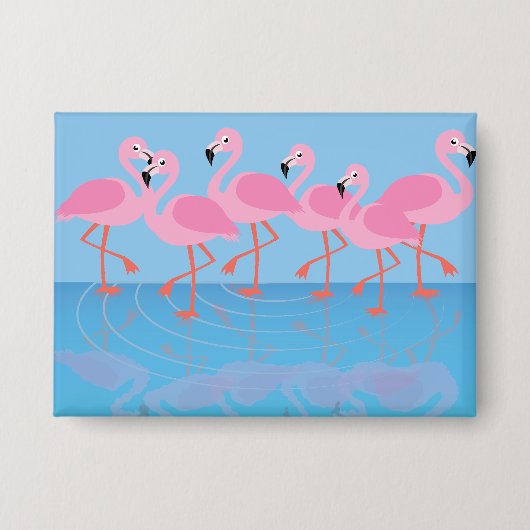 フラミンゴの華麗な群れ 缶バッジ (正面)