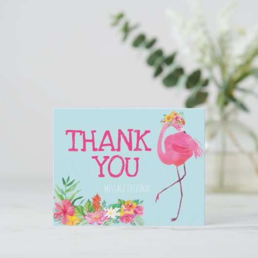 フラミンゴの誕生会のサンキューカードの夏のピンク サンキューカード (スタンド正面)