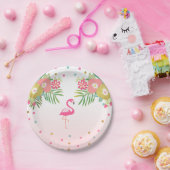 フラミンゴの誕生日の紙皿の熱帯ルアウ（ハワイ式宴会） ペーパープレート (パーティー)